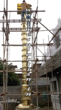 Brass Handcrafted Dwaja Stambha – Traditional Temple Flagpole