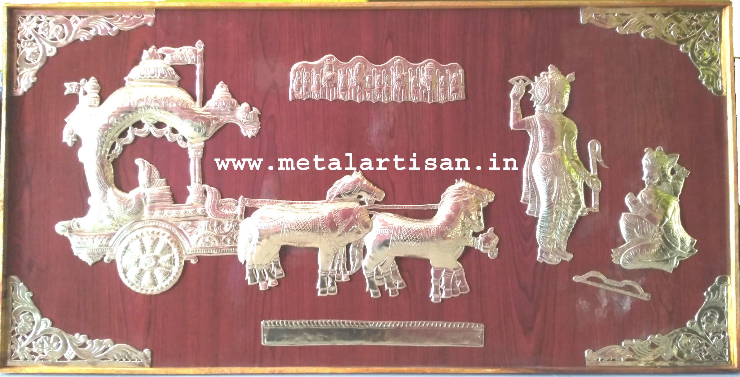 Brass Handcrafted Krishna Arjuna Rath Chariot – Geeta Updesh Showpiece Figurine