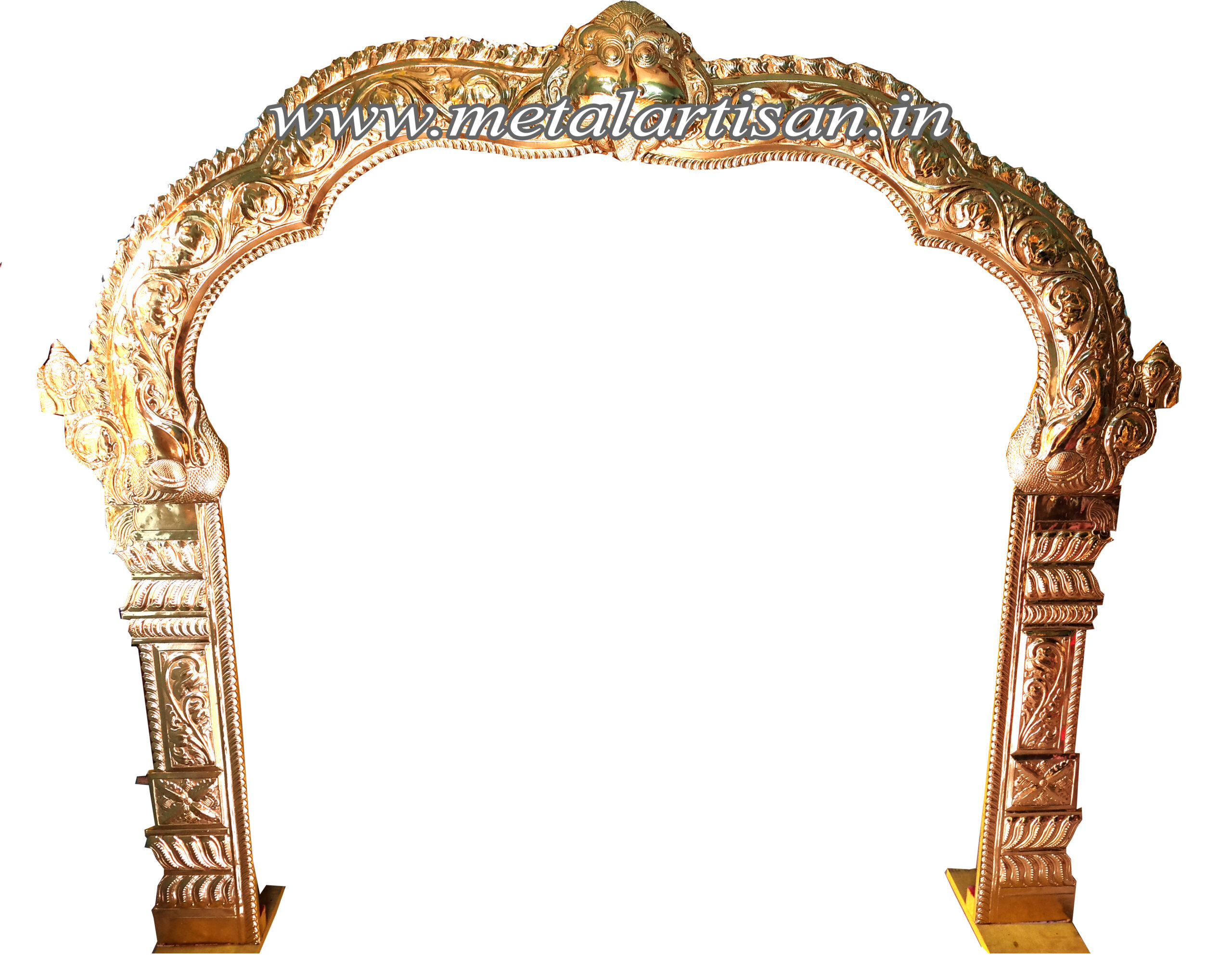 Brass Handcrafted Makara Thoranam / Prabhavali – Traditional Temple Arch for Idols