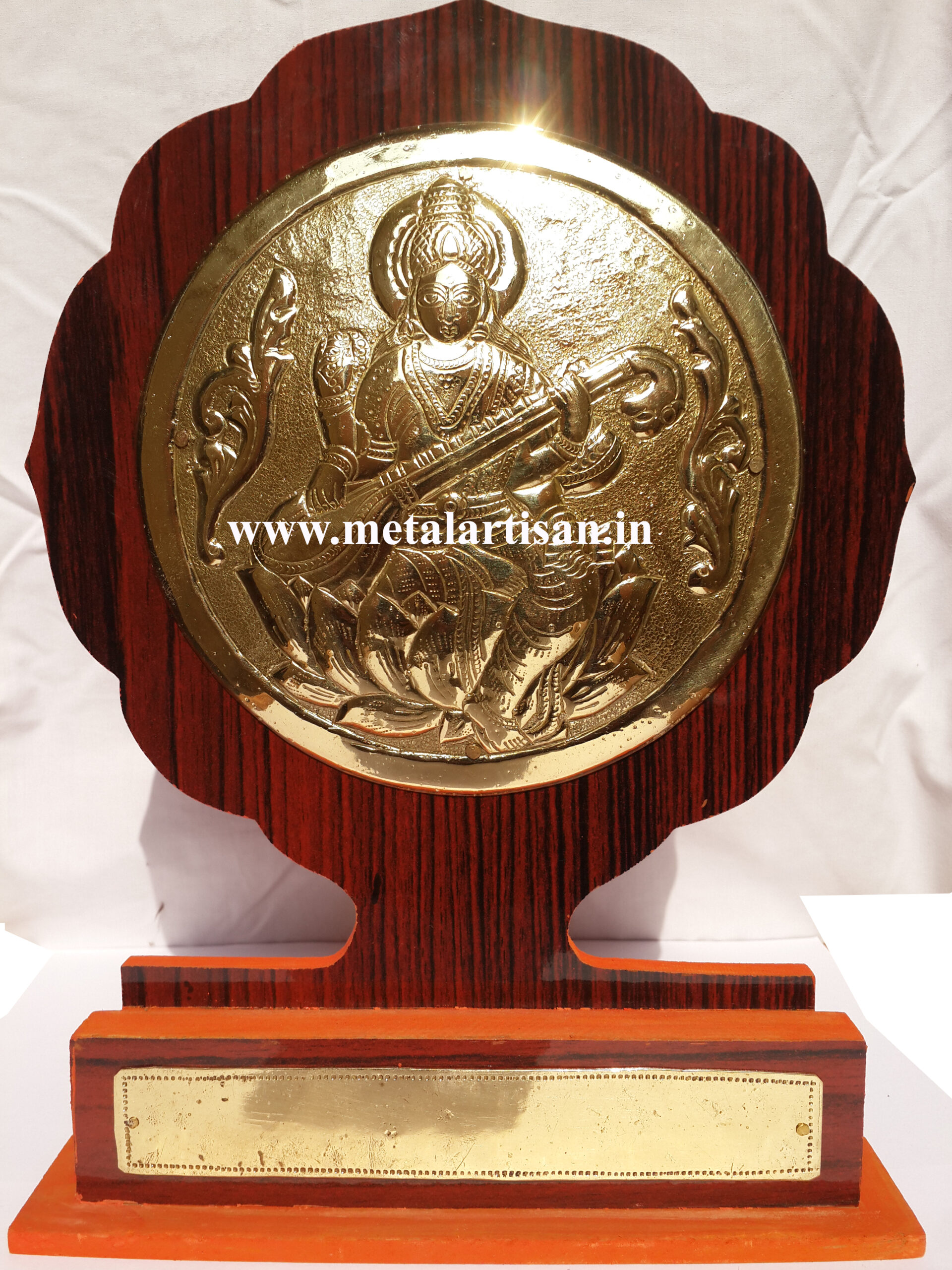 Brass Handcrafted Saraswati Memento – Symbol of Wisdom & Knowledge