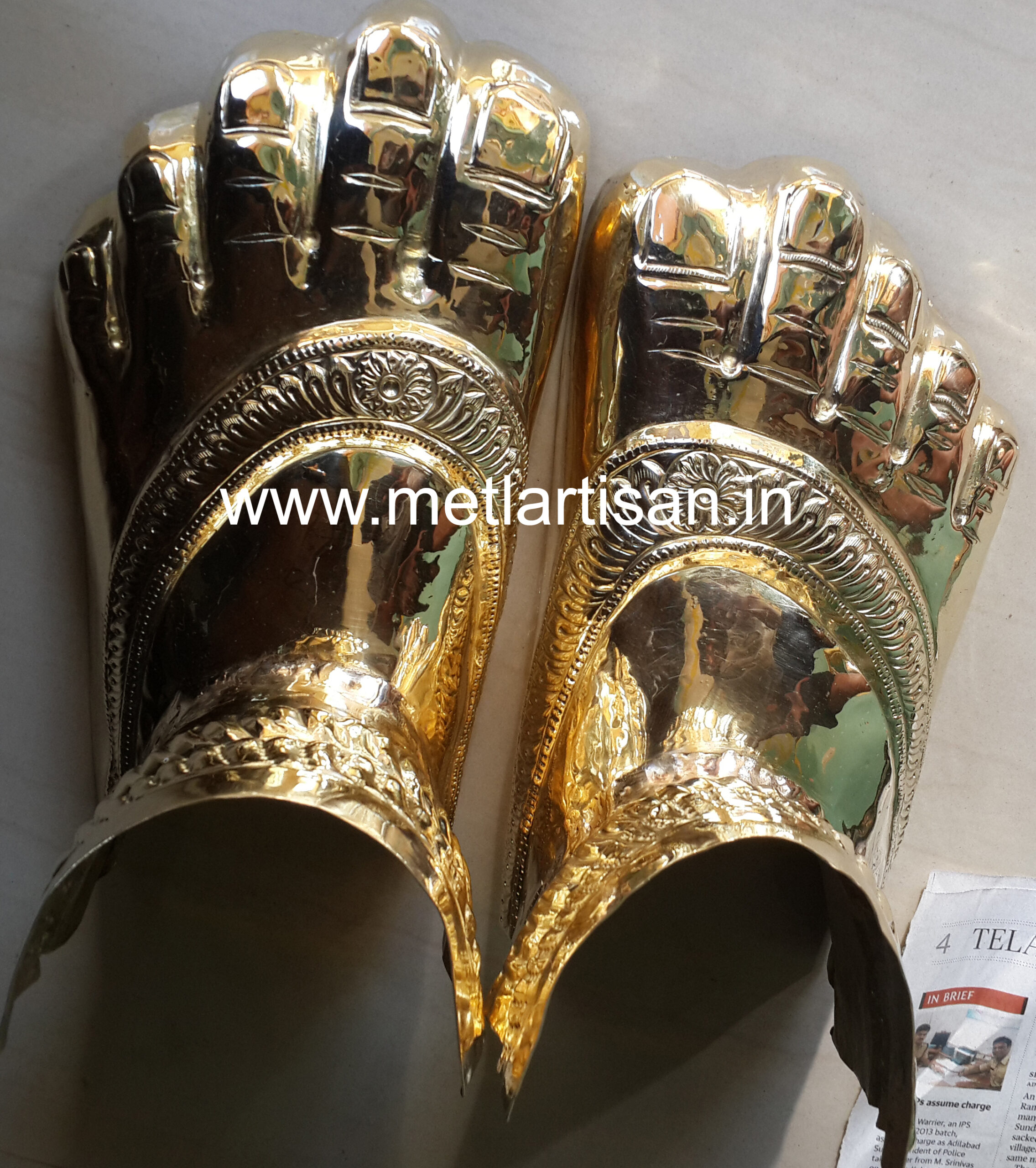 Handcrafted Brass Foot Kavacham – Divine Protection for Deity Idols