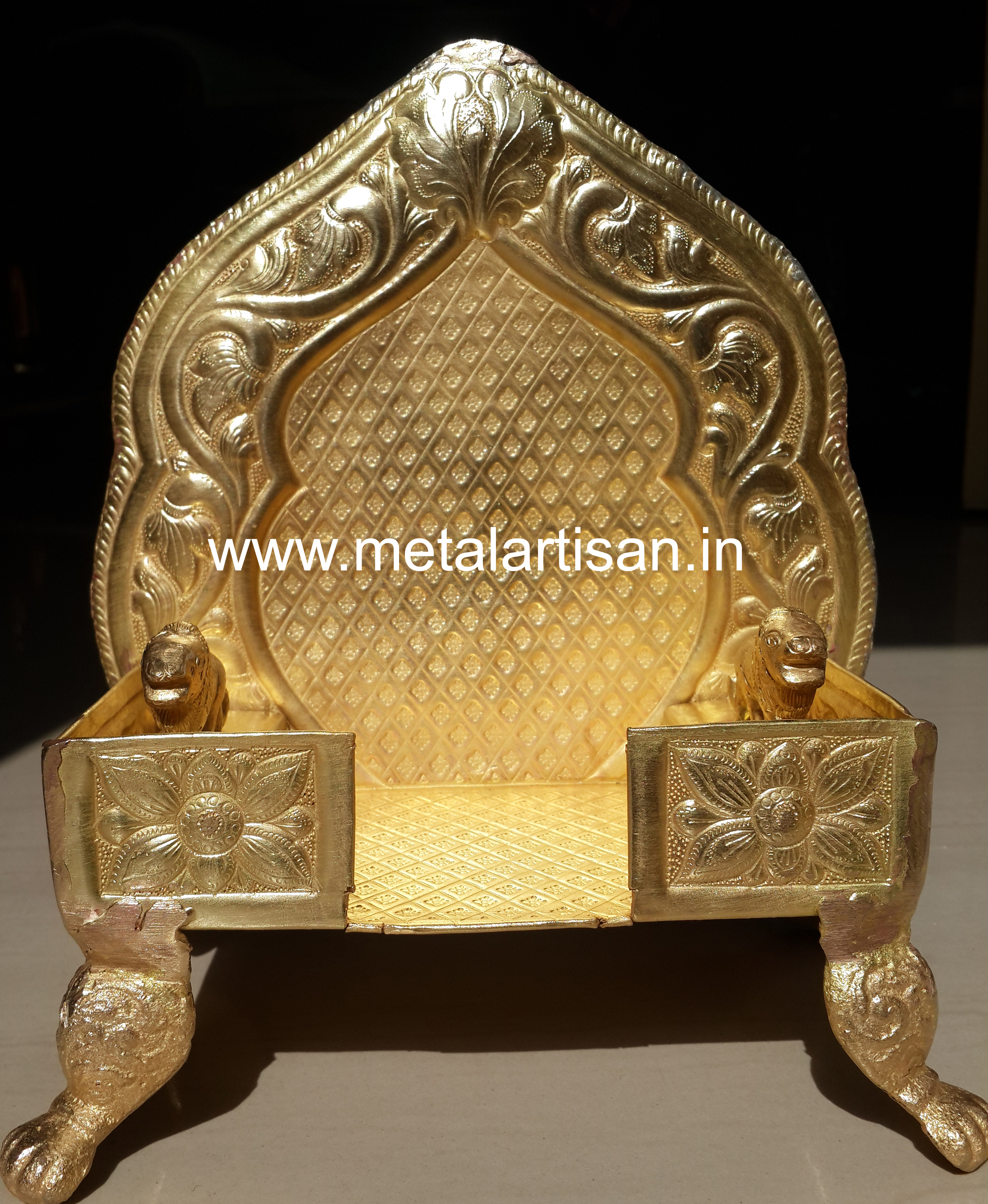 Brass Handcrafted Small Throne – A Regal Seat for Divine Idols