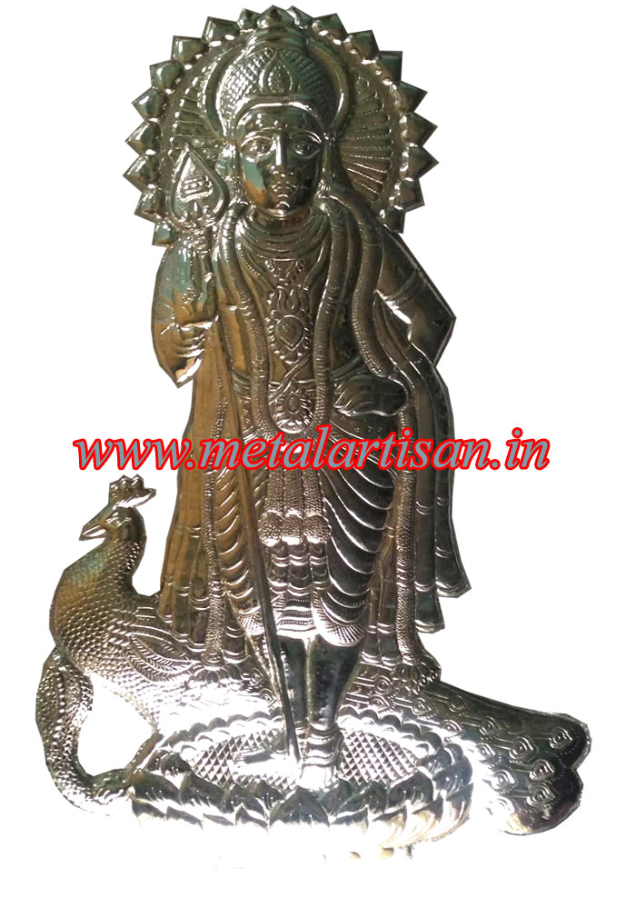 Brass Handcrafted Subrahmanya Swami on Peacock – Exquisite Divine Idol for Pooja & Temple Decor