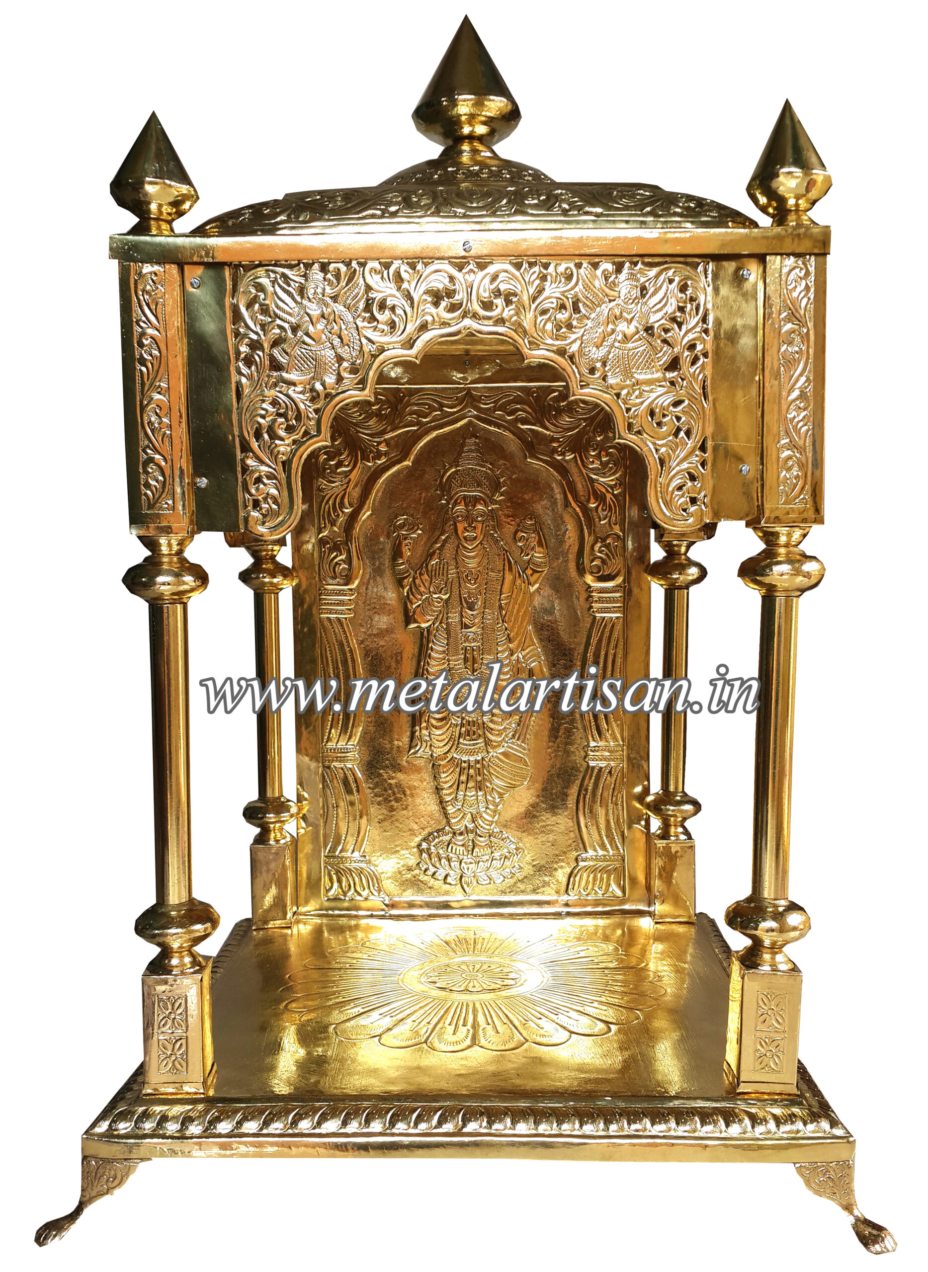 Brass Handcrafted Lord Satyanarayana Swami Mandapam – Divine Temple Decor for Pooja & Rituals