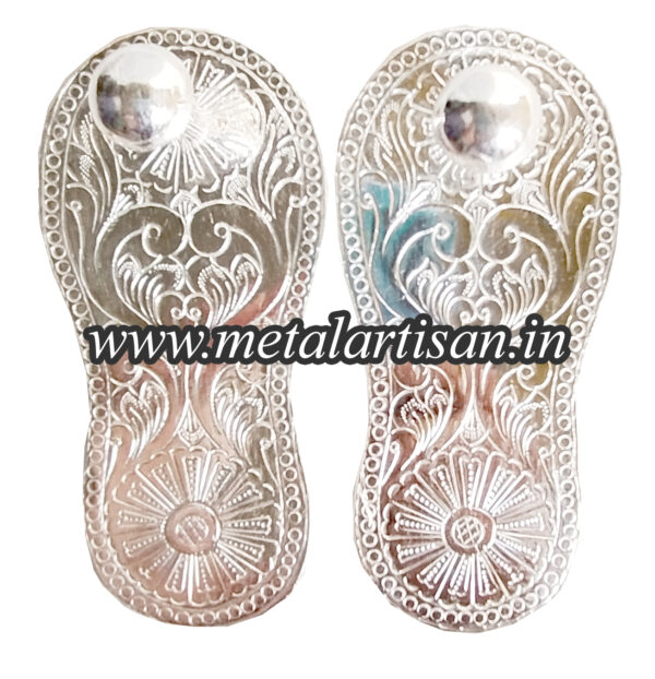 Silver Handcrafted Paduka – Sacred Feet of God for Pooja & Worship
