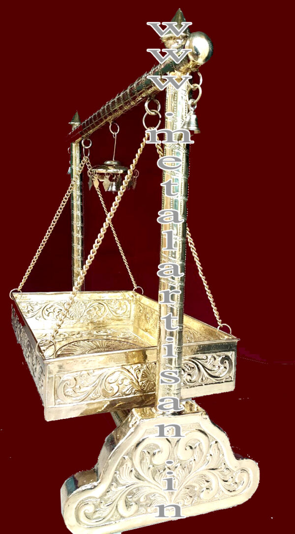 Handcrafted Brass Cradle – Traditional Swing for Divine & Decorative Use - Image 2