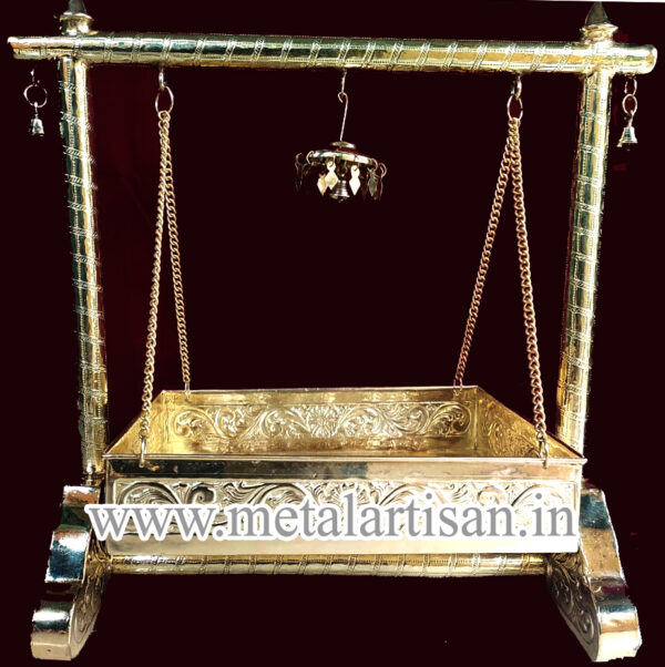 Handcrafted Brass Cradle – Traditional Swing for Divine & Decorative Use