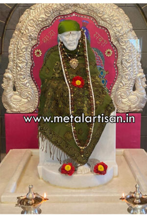 Exquisite Handcrafted Silver Sai Baba Simhasan – Divine Throne for Spiritual Adoration