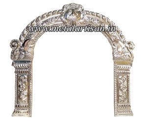 Silver Handcrafted Makara Thoranam (Prabhavali) – Divine Arch for Idols & Temples