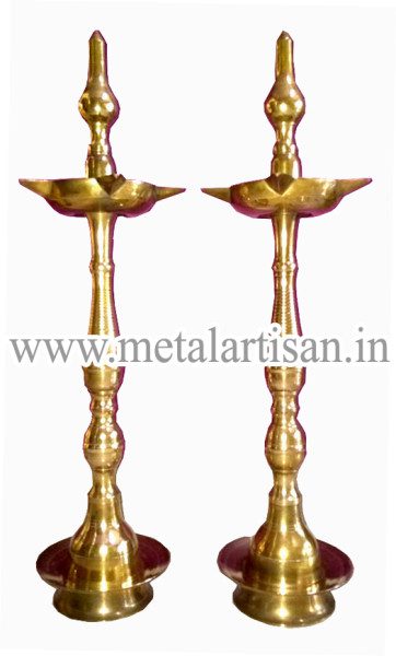 Brass Pooja Oil Lamp Set – Traditional Deepam for Rituals & Worship