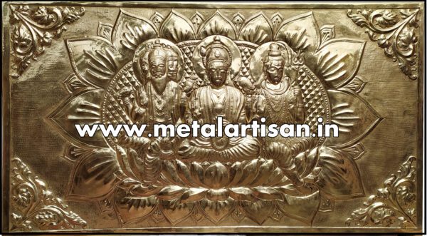 Brass Handcrafted Lord Brahma, Vishnu, and Shiva Wall Hanging – Divine Trinity of Creation, Preservation & Destruction - Image 4