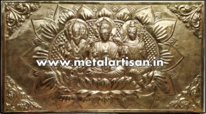 Brass Handcrafted Lord Brahma, Vishnu, and Shiva Wall Hanging – Divine Trinity of Creation, Preservation & Destruction