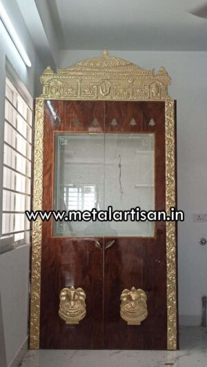 Handcrafted Brass Pooja Door – Elegant Sacred Entrance for Temples and Worship Spaces | Spiritual Home Decor