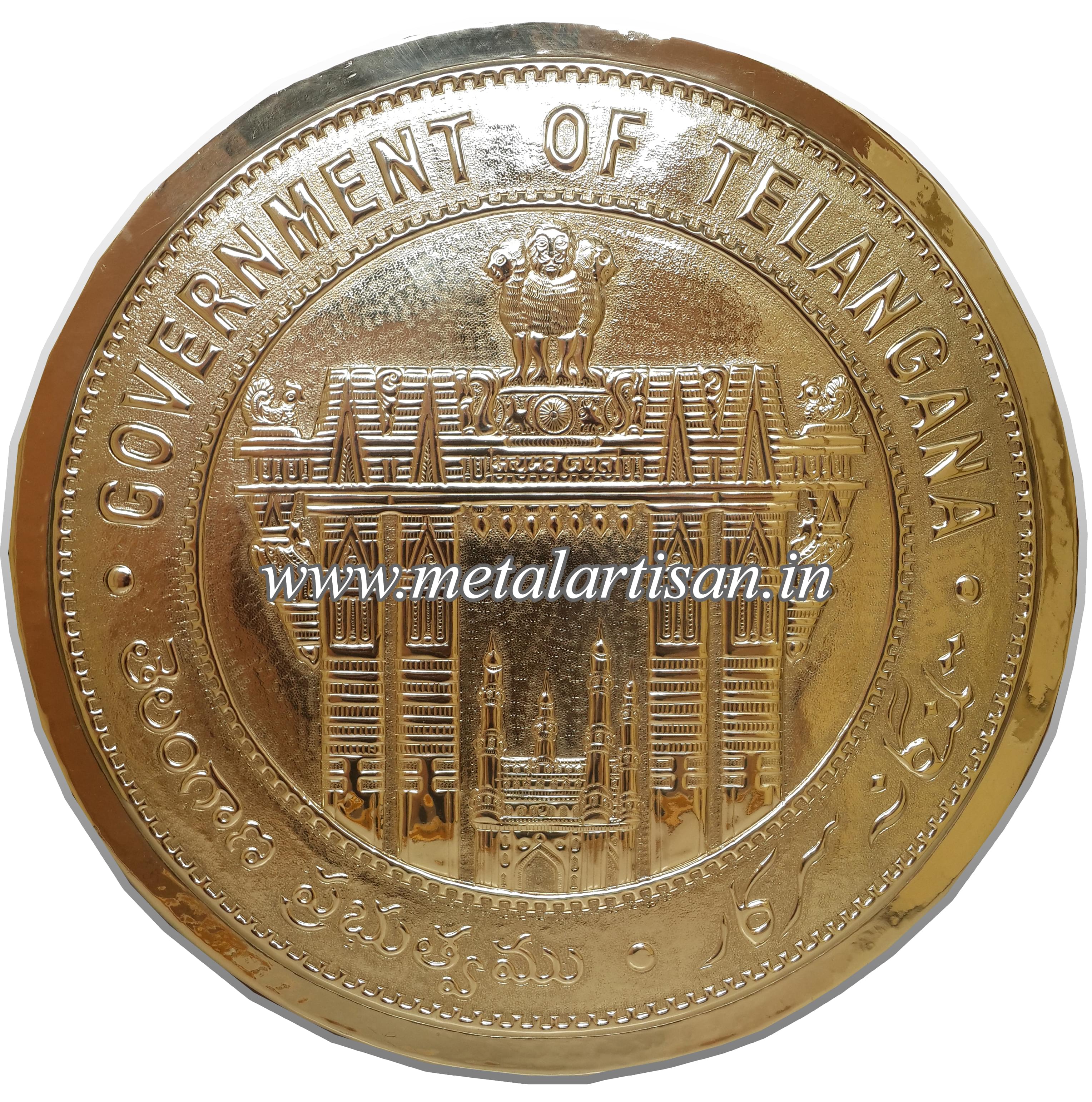 Brass Handcrafted Telangana Government Logo – Official Emblem for Offices & Institutions